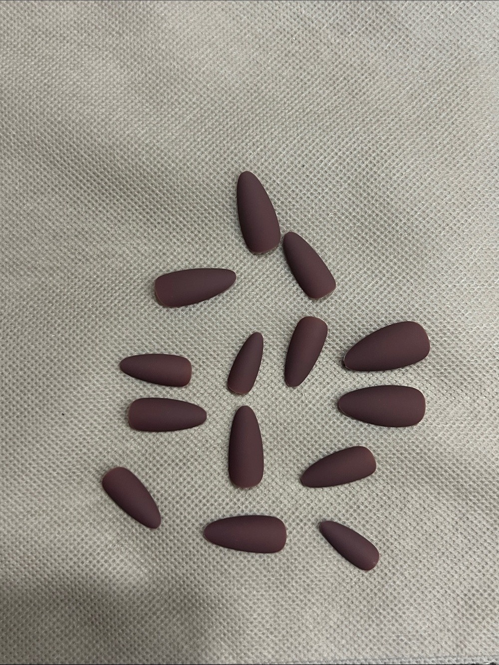 Almond Matte Brown Press On Nails 14pcs